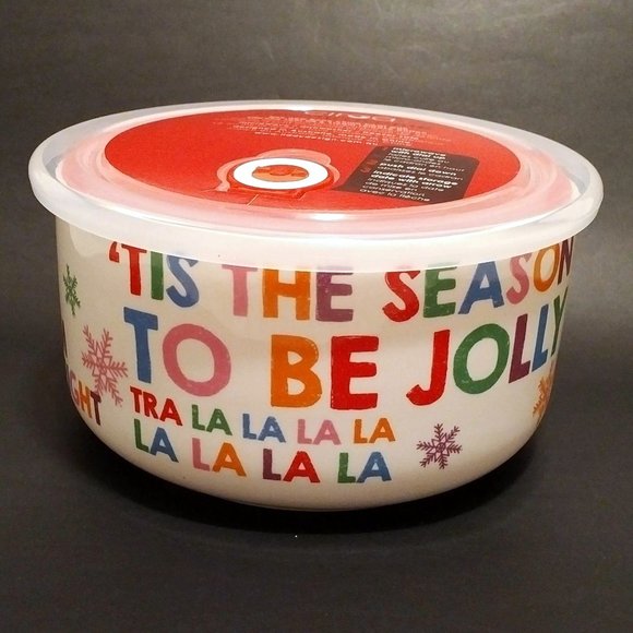 Festive Bone China Microwave Dish with Lid - Picture 2 of 10